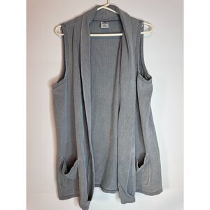 Armadio Gray Open Front Vest XL Corduroy Texture Sleeveless Pockets